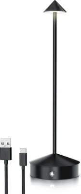 Image de Brandson LED Lampe de table sans fil, lampe de table, lampe de chevet, intensité lumineuse variable en continu, 3 couleurs de lumière, batterie, tactile, plusieurs niveaux de luminosité, USB-C, fonction mémoire, autonomie de 11,5 h