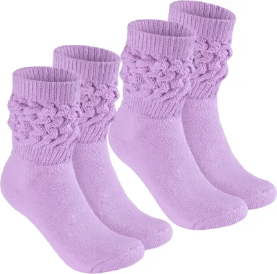 Zdjęcie produktu dla BRUBAKER slouch socks - damskie skarpetki slouch do fitnessu, jogi i treningu - skarpetki sportowe dla kobiet, liliowe, rozmiar 39-42, 2 pary