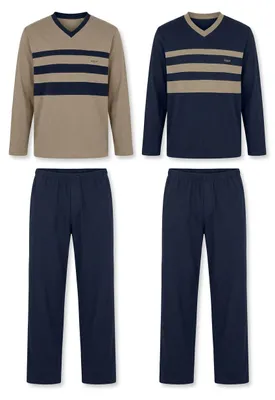 Produktbild von LE JOGGER Pyjama 4 -teilig marine, beige Größe 48/50, KI-generiertes Bild