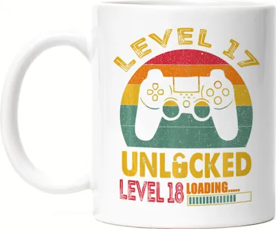 Produktbild von Level 17 Unlocked Level 18 Loading Tasse Weiß 17. Geburtstag Konsole Happy Birthday Controller Gamepad Spiel