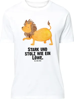 Produktbild von Mr. & Mrs. Panda Größe L T-Shirt Sternzeichen Löwe - Weiß - Geschenk, Geburtstag August, König Der Tiere, mit Spruch, Juli, Shirt, Tshirt