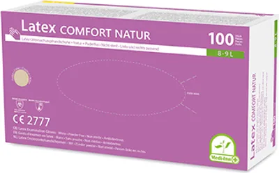 Produktbild von "Medi-Inn® PS" Handschuhe, Latex puderfrei "Comfort" weiss - natur Größe L