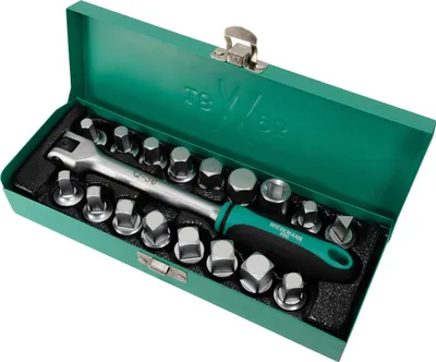 Immagine prodotto di Set chiavi a bussola per viti scarico olio da 17 pezzi | WIESEMANN 80232 | attacco da 3/8″ incluso
