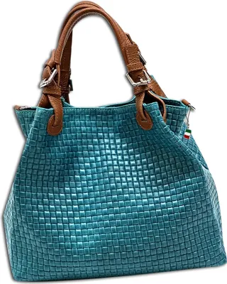 Produktbild von Florence Leder Tasche Handtasche Umhängetasche türkis braun OTF164T