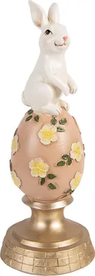 Image de Clayre & Eef Figurine de décoration Lapin Ø 10x26 cm Blanc Plastique