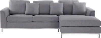 Produktbild von BELIANI Ecksofa Hellgrau Polsterbezug L-Förmig Linksseitig Modern Zierkissen Wohnzimmer