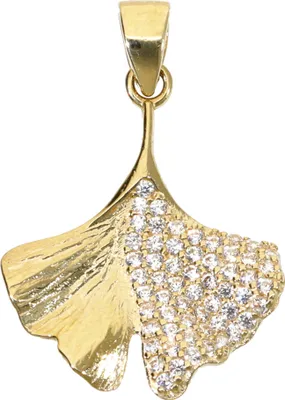 Produktbild von Ginkgo Ketten Anhänger echt Gold 333  (8 kt)  mit Zirkonia