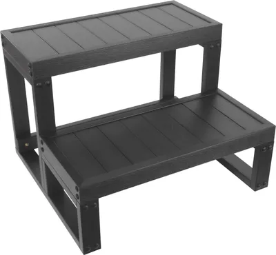 Produktbild von Whirlpool & Spa Treppe - 2-stufige Treppe - WPC - Modern - Rechteckig - Freistehend - Für Badewanne & Outdoor-Spa - Schwarz