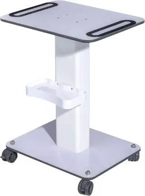 Image de Chariot cosmétique pour salon - Chariot à 3 étages - 4 roulettes (dont 2 avec frein) - Plateau en bois + structure métallique - 52 × 40 × 69 cm - Charge max. 50 kg - Blanc