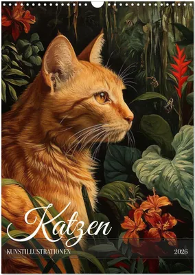 Produktbild von Katzen Kunstillustrationen (Wandkalender 2026 DIN A3 hoch), CALVENDO Monatskalender