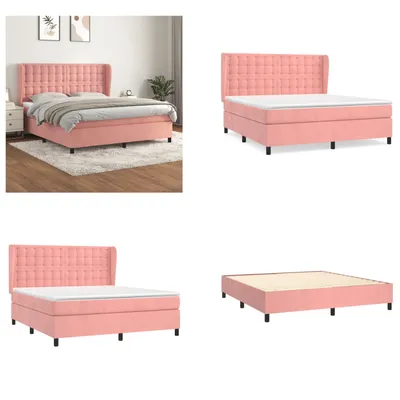 Produktbild von vidaXL Boxspringbett mit Matratze Rosa 160x200 cm Samt - Boxspringbett - Boxspringbetten - Bett - Schlafzimmermöbel