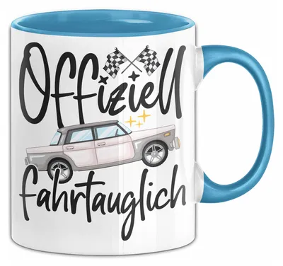 Produktbild von Führerschein Bestanden Geschenk Tasse Bestandener Führerschein Offiziel Fahrtauglich Fahrschule Kaffee-Becher (Blau)