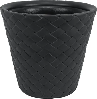 Produktbild von Blumentopf MATUBA, Kunststoff, Rattan Stil, Anthrazit, 40x37 cm