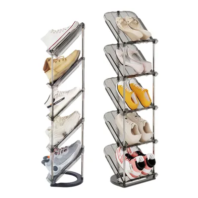 Produktbild von Schuhregal mit 5 Ebenen, Platzsparend Schräg Schuhablage, Schuhschrank Schuhaufbewahrung Shoe Rack Schuhbank Schuhe Schrank Schuh Regal Organizer