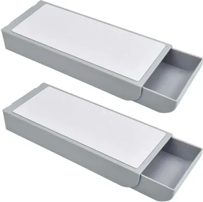 Produktbild von 2 Stück Selbstklebende Schublade Schreibtisch Unterbau Grau Fit Desk Schublade Versteckte Bleistiftablage Unter Plastik Schreibtischorganizer Unsichtbar Schreibtischhalter für Büro Tisch
