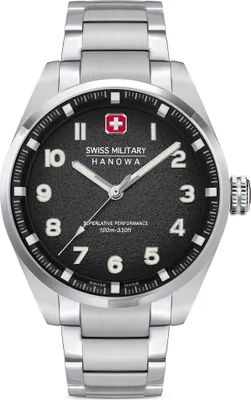 Produktbild von SWISS MILITARY HANOWA Herrenuhr Quarzuhr silber / schwarz onesize Herren 42 SMWGG0001503, SMWGG0001504