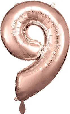 Produktbild von amscan Grosse Zahl 9 Rosé Gold Folienballon N34 63 cm x 86 cm FOLIENBALLON