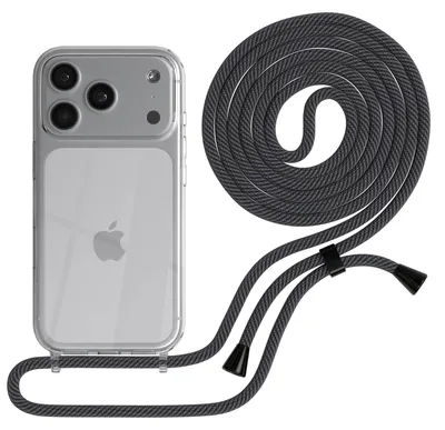 Produktbild von EAZY CASE Handykette mit Hülle für Apple iPhone 17 Pro Backcover Handykette, zum Umhängen in Dunkelgrau