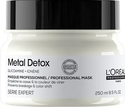 Obrázek produktu pro Maska pro barvené a poškozené vlasy, pro lesk vlasů, déletrvající barvu, bohatá textura Serie Expert Metal Detox (Professional Mask), 150 ml