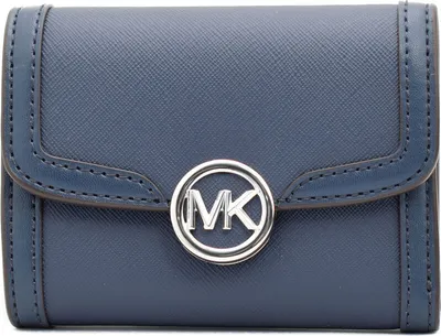 Produktbild von Michael Kors Leida MD Bifold Wallet Damen Geldbörse Navy Leder Portemonnaie - NAVY 12 x 9 x 2 cm