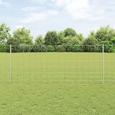 Produktbild von Metallzaunpfosten aus verzinktem Stahl für den Feldzaun, robuste Konstruktion, einfache Montage im Garten und auf der Terrasse, 50 x 0.4 m Zaun mit 3.6 cm Maschenweite