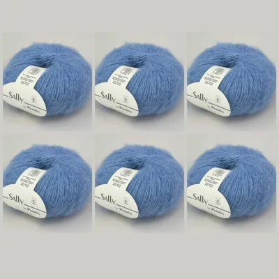 Image de 6 pelotes de Sally by Permin – Fil moelleux en alpaga superfine, coton et mérinos (175 m/50 g) (10 eisblume)