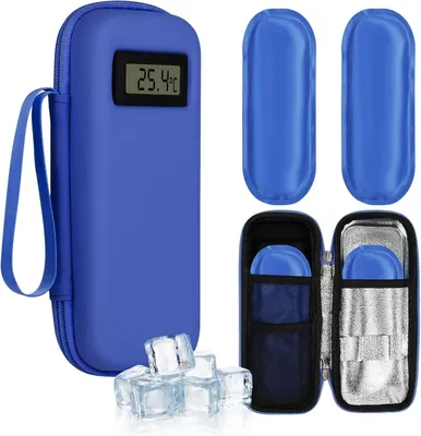 Productafbeelding van Koeltas voor diabetici, met 2 gelkoelelementen, temperatuurindicator, draagbaar, geschikt voor insuline