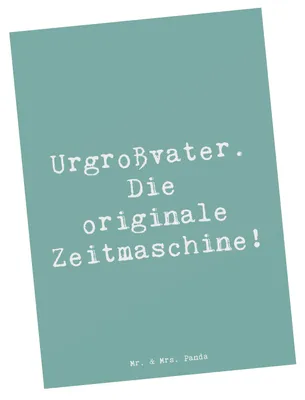 Produktbild von Mr. & Mrs. Panda Ansichtskarte Spruch Urgroßvater Zeitmaschine - Meeresbrise - Geschenk, Familie, Ansichtskarten, persönliche Erinnerungen, Jubiläen, Ahnen, Postkarten