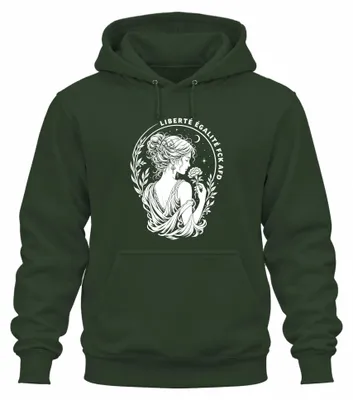 Productafbeelding van Liberté Égalité Fraternité Frau Blume Statement Hoodie, smaragdgroen, maat L