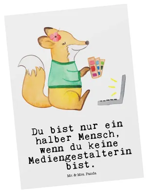 Produktbild von Mr. & Mrs. Panda Postkarte Mediengestalterin Herz - Weiß - Geschenk, Grußkarte, Grafikdesignerin, Spruch, Postkarten, Designer, Lustig, Ansichtskarte, Ansichtskarten