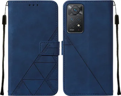 Produktbild von Redmi Note 11 Pro Hülle, Schlank Prägung Flip Leder Kartenfächer Schutzhülle mit Ständer für Xiaomi Redmi Note 11 Pro 5G / 4G Blau
