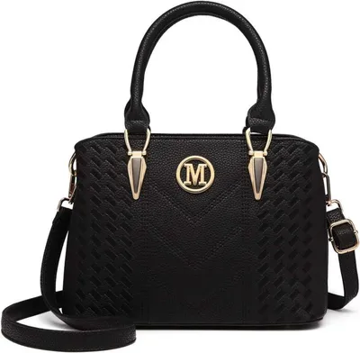 Image de Sac à main Femme Moyenne Noir Motif Lychee Sac à main en cuir PU
