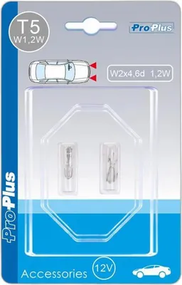 Productafbeelding van Autobolletje 12V 1,2W T5 W2x4,6d, 2 stuks in blisterverpakking