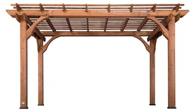 Immagine prodotto di Backyard Discovery Pergola in Legno 305 x 426 cm | Gazebo da Terrazza Autoportante per il Piardino | Pergola da esterno / Resistente alle intemperie