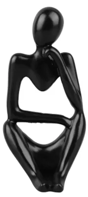 Produktbild von Harz-Denker-Statue, abstrakte Figur, Stil, Dekoration für Wohnzimmer, Büro, Bücherregal, Schwarz, links