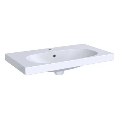 Zdjęcie produktu dla Umywalka Geberit ACANTO 750 x 422 mm, z półką, otworem na baterię i przelewem, biała