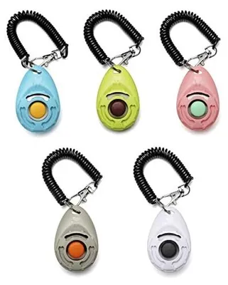 Zdjęcie produktu dla Clicker do treningu psów ze smyczą 5 sztuk kolorowe ABS stal nierdzewna