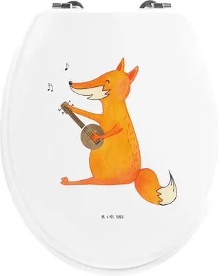 Produktbild von Mr. & Mrs. Panda Toilettendeckel Fuchs Gitarre - Weiß - Geschenk, Musik, Musiker, Klo-Deckel, Lagerfeuer, Trällern, Klobrille, klo deckel, Toilettenbrille, Singen