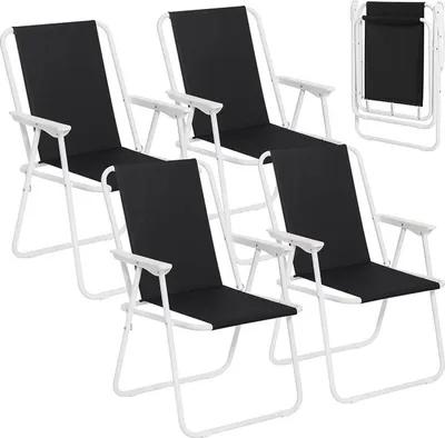 Produktbild von WOLTU Klappstuhl Gartenstuhl 4er-Set, Klappbarer Kunststoff-Stuhl, Campingstuhl Faltbar für Garten & Camping, Angelstuhl Faltstuhl Leichter, Schwarz