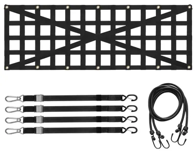 Image de Filet de coffre pour hayon, résistant aux UV, haute capacité de charge, noir, 138 x 45 cm