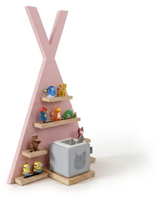 Obrázok produktu pre Relaxdays Toniebox regál, magnetický, pre prehrávač audiokníh a 34 Tonies, stan, VxŠxH: 69x49x9 cm, regál na figúrky Tonies, ružový