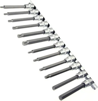 Produktbild von 12 x LANGE Schraubendreher-Einsätze 12-kant VIELZAHN M5-14 6-kant 5-12 mm 1/2"