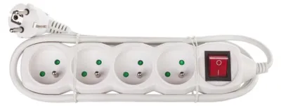 Productafbeelding van Emos 1902140200, Wandcontactdoos, Wit, 4 stopcontacten, 2 meter, 250 V, 10 A