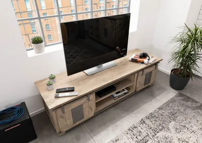 Produktbild von MASSIVMOEBEL24 TV-Board Mango 180x55x50 whitewash lackiert RAILWAY #335