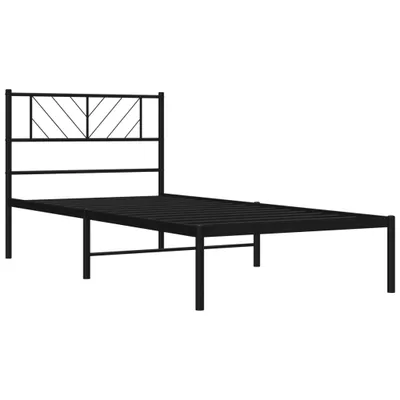 Produktbild von Bettgestell mit Kopfteil Metall Schwarz 90x190 cm