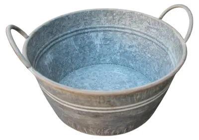 Produktbild von Zink Pflanzschale rund Vintage mit Griffen 33cm
