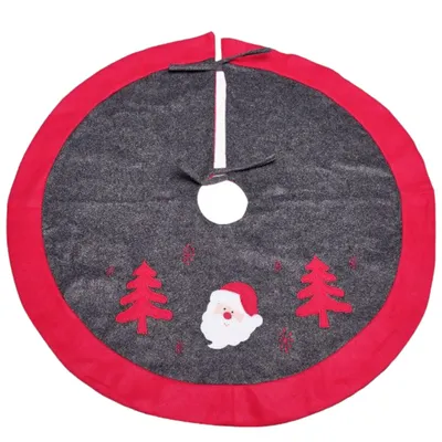 Image de Jupe de sapin de Noël / Couverture de sapin de Noël - Avec impression du Père Noël - 91 x 91 cm Gris Rouge