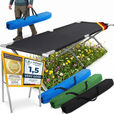 Produktbild von Omgoods – Klappbares Campingbett aus Aluminium – Ideal als Gästebett – Leicht und kompakt