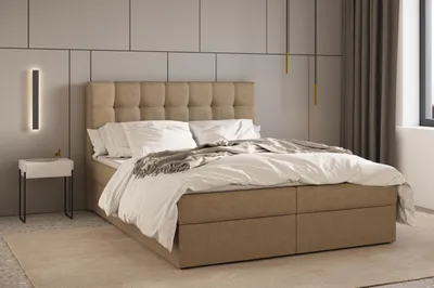 Produktbild von Kontinentalbett, Boxspringbett, Bett mit bettkasten, Bonell-Matratze und Topper, Doppelbett - Boxspringbett 05 - 180x200 - Cappuccino - Hugo 23