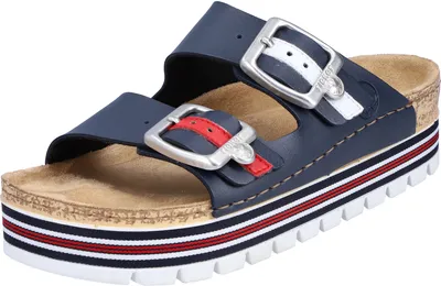 Produktbild von Rieker Damen Plateau Pantoletten Keilabsatz 69550, Größe:39 EU, Farbe:Blau
